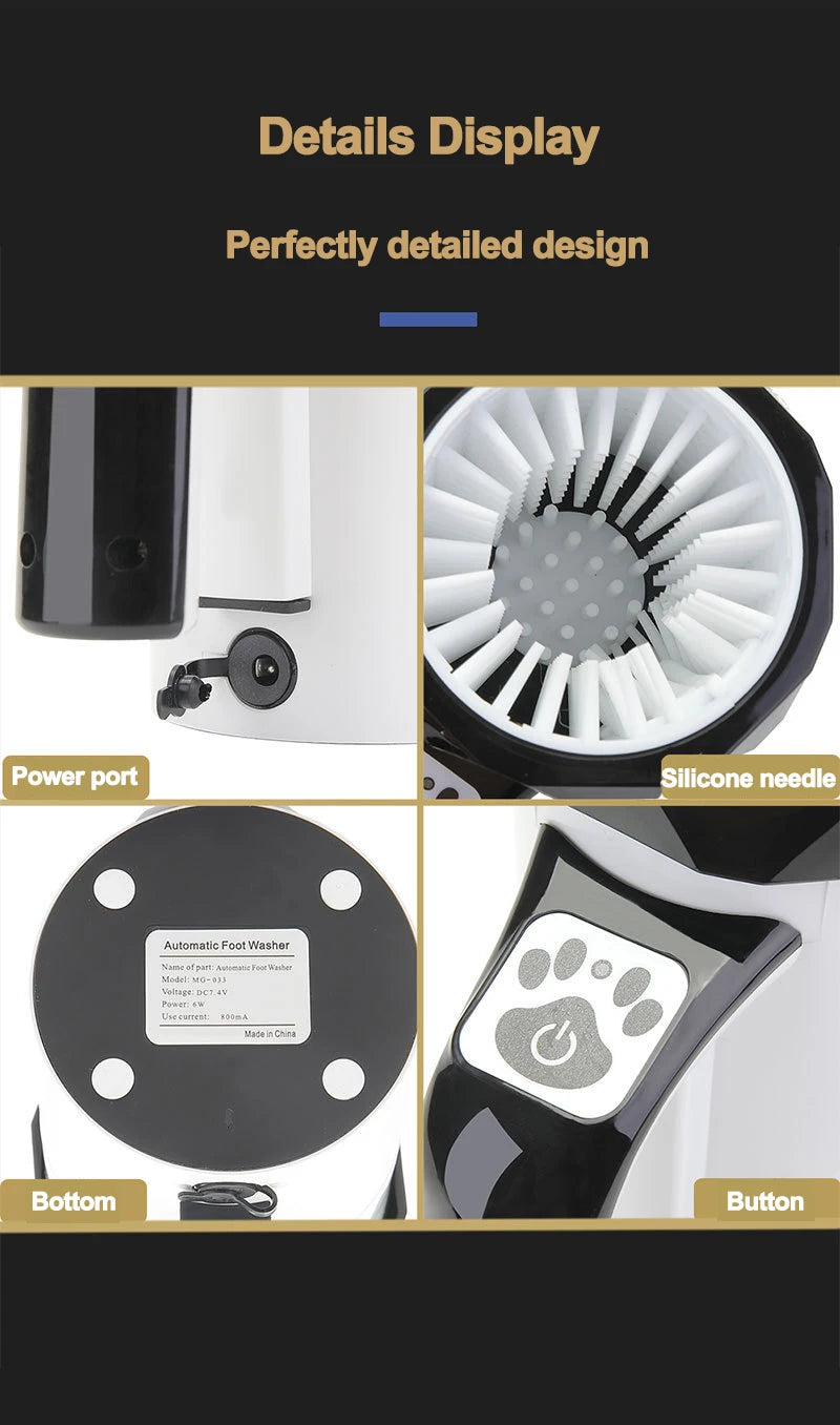 Automatic Electric Pet Foot Washer EU US Plug Feet Cleaning Cup Clean Tool Rechargeable Silicone Brush Paw Washer for Large Dogs