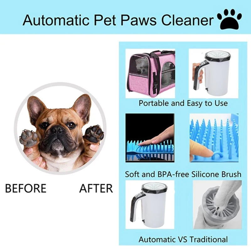 Automatic Electric Pet Foot Washer EU US Plug Feet Cleaning Cup Clean Tool Rechargeable Silicone Brush Paw Washer for Large Dogs