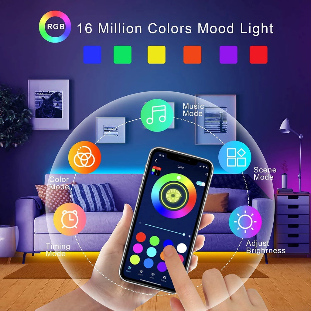 RGB Led Strip Lights Led Room Light with APP Control Flexible Ribbon