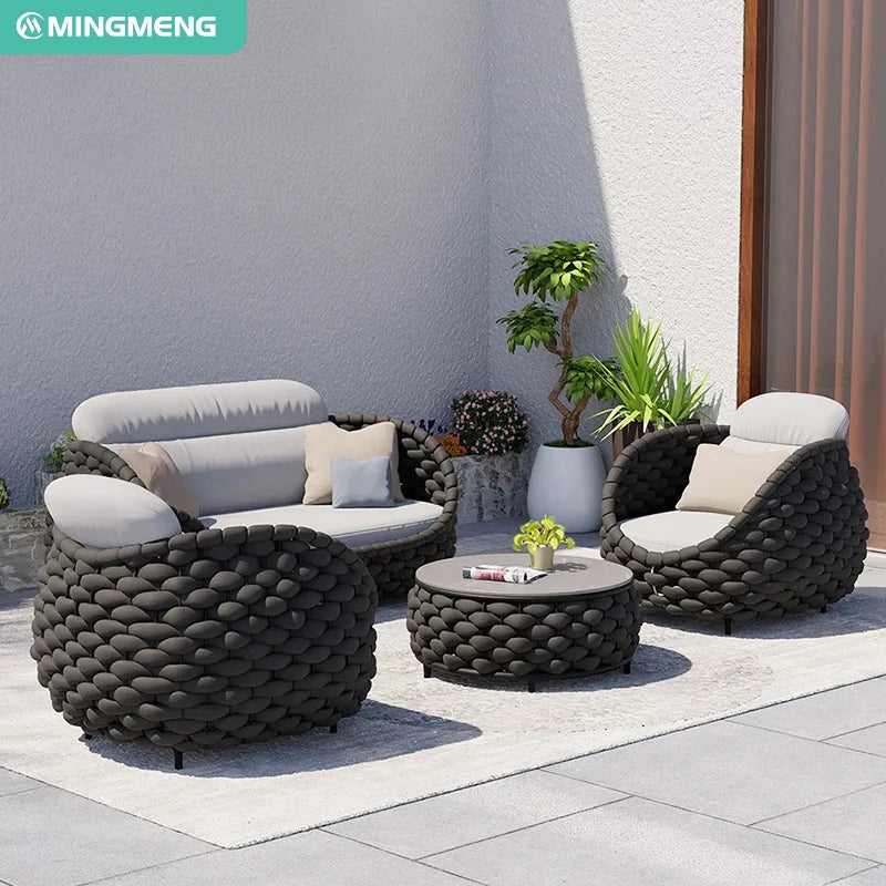 Modern Rattan and Aluminum Alloy Garden Sofa Set for Home Office or Garden Patio Outdoor Furniture With Rattan Design