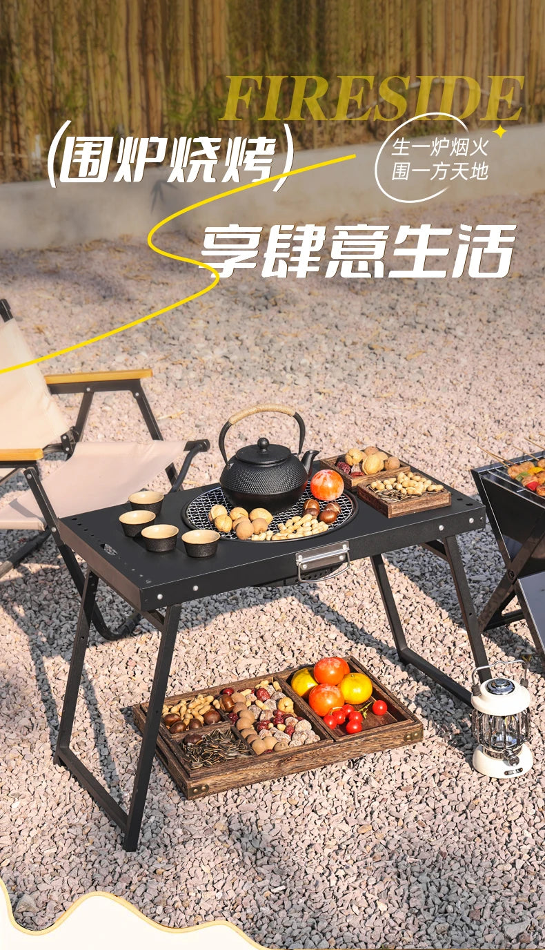 Black Modern Outdoor Table Bistro Firepit Garden Lounge Outdoor Table Portable Lawn Salon De Jardin Exterieure Patio Furniture