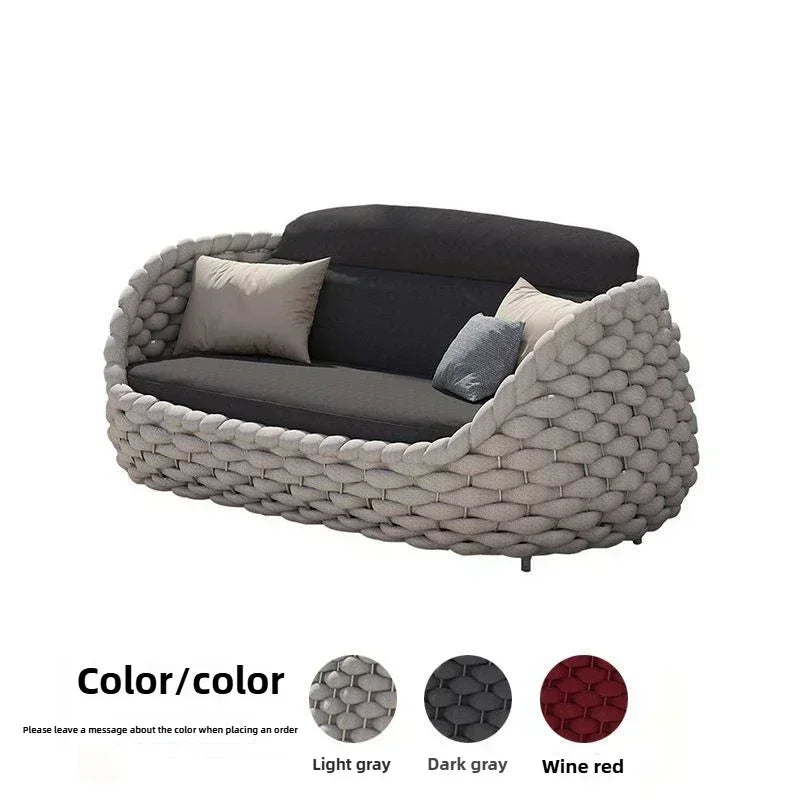 Outdoor Rattan Patio Furniture Set Cushioned Wicker Loveseat Garden Backyard Porch Sofa All Weather Durable