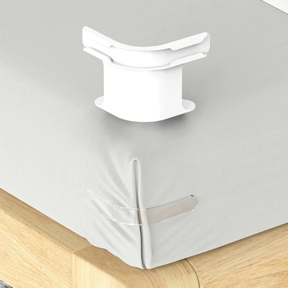 Universal Bedsheet Corner Tightener Clips Invisible Bedspread Secure Holder with Heavy-Duty Mattress Straps Sheets Slot Locks