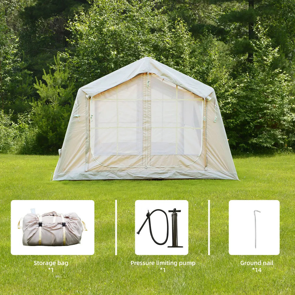 8㎡ Inflatable Camping Tent: Hand Pump, Easy Setup, 4-Season Waterproof Oxford, 4/6/8 Adults
