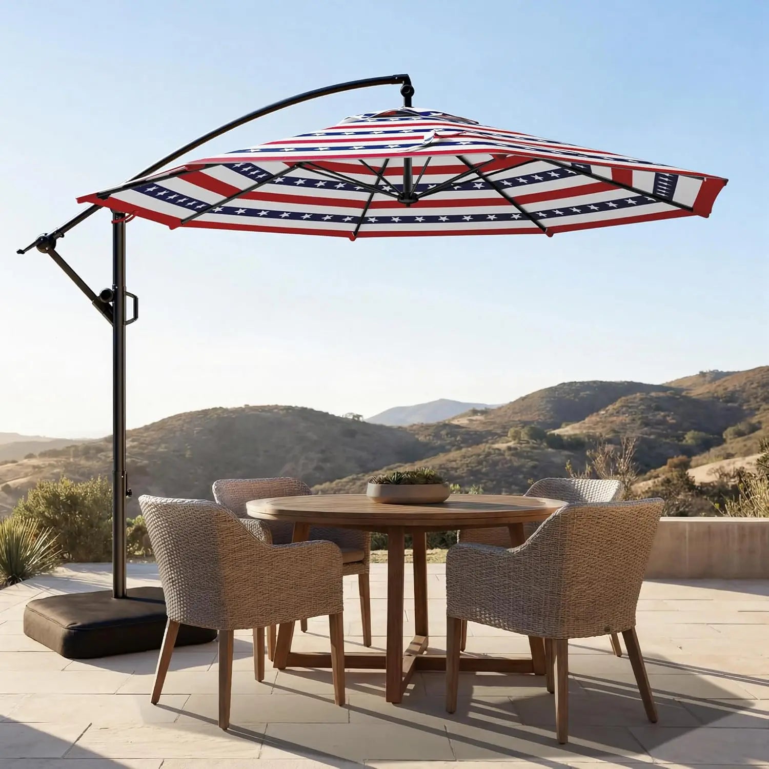 10ft Offset Patio Umbrella with Base Included, Cantilever Offset Hanging Patio Outdoor Market Umbrella UPF50+ UV, Customized