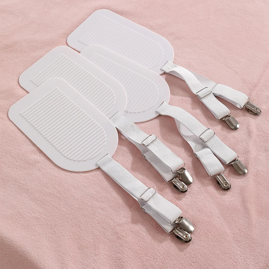Bed Sheet Clips Adjustable Bed Sheet Holder Straps Set of 4 Elastic Fitted Bedding Clips Fasteners for Home Hotel