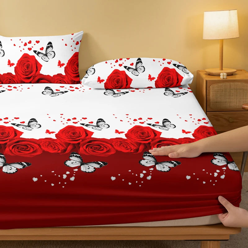 1 Piece of Floral and Butterfly Sing Pattern Frosted Bedsheet, Bedroom Printed Bedspread, Bedding (Excluding Pillowcases)