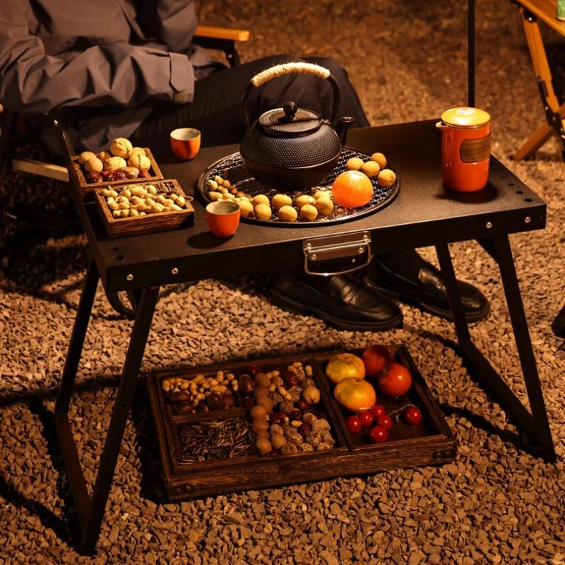 Black Modern Outdoor Table Bistro Firepit Garden Lounge Outdoor Table Portable Lawn Salon De Jardin Exterieure Patio Furniture
