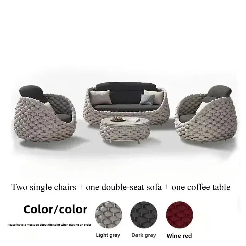 Outdoor Rattan Patio Furniture Set Cushioned Wicker Loveseat Garden Backyard Porch Sofa All Weather Durable