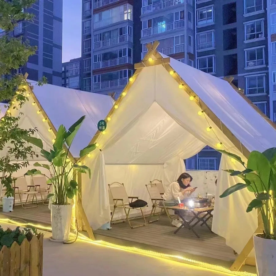 Hot Sale Outdoor Camping One Bedroom Use Waterproof Rainproof Canvas Dining Scenic Areas