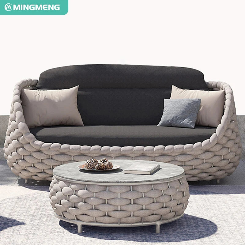 Modern Rattan and Aluminum Alloy Garden Sofa Set for Home Office or Garden Patio Outdoor Furniture With Rattan Design