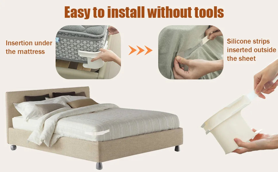 Bedsheet Holder Straps 4 Pack Fitted Sheet Clips Secure Non Slip Mattress Corner Straps Elasticated Heavy Duty Universal Fit