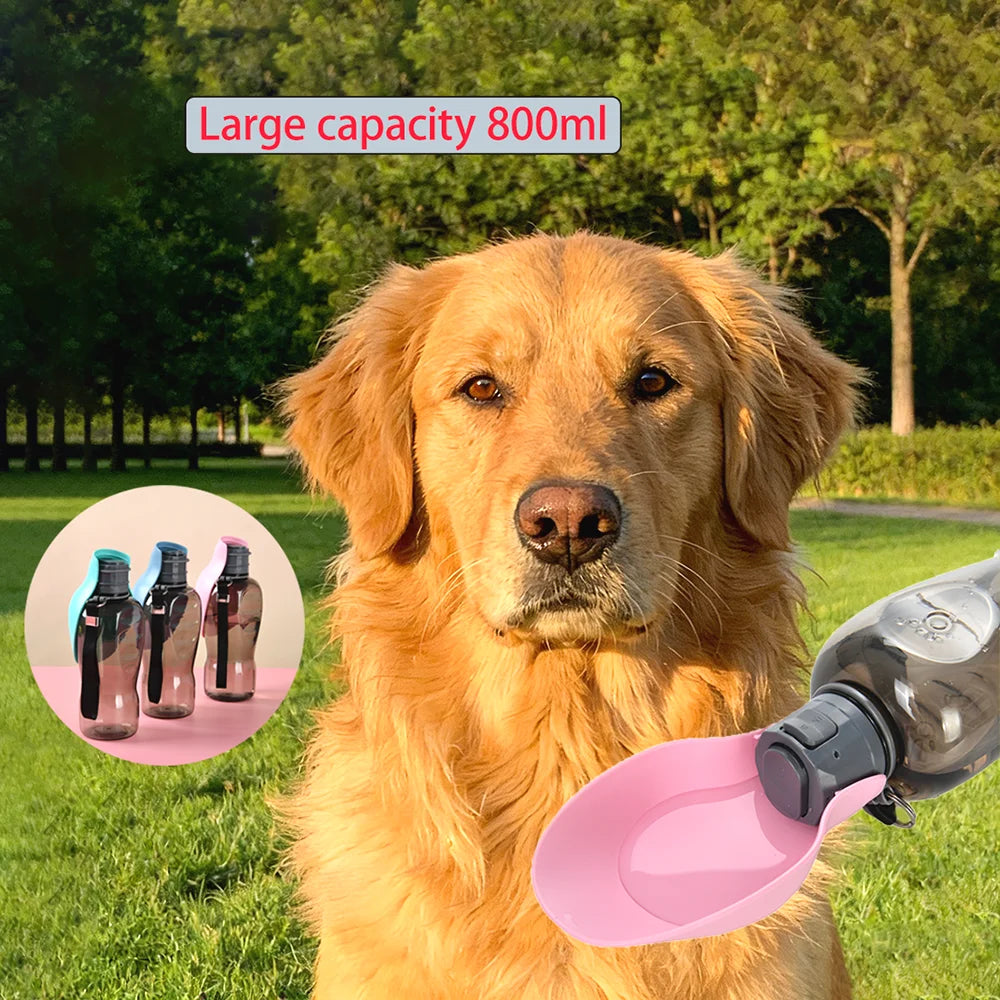 800ML Portable Dog Water Bottle For Small Medium Large Dogs Cats Foldable Puppy Outdoor Hiking Drinking Bowls Labardor Supplies