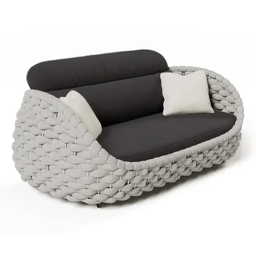 A  Custom Patio Rattan Furniture Modernism Outdoor Living Room Luxury Braided Leisure Party Curl Rattan Garden Sofa