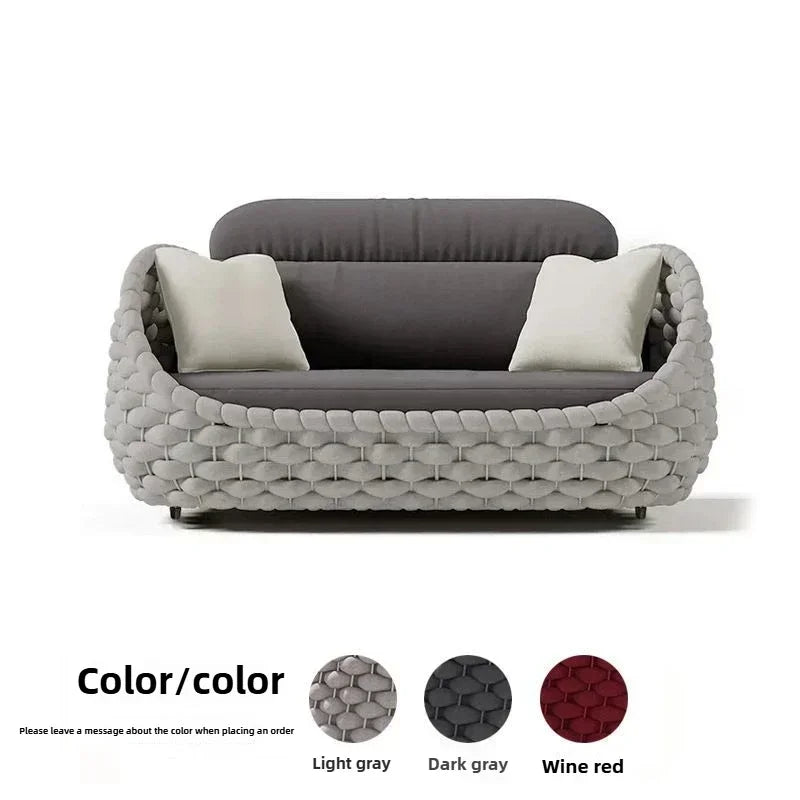 Outdoor Rattan Patio Furniture Set Cushioned Wicker Loveseat Garden Backyard Porch Sofa All Weather Durable