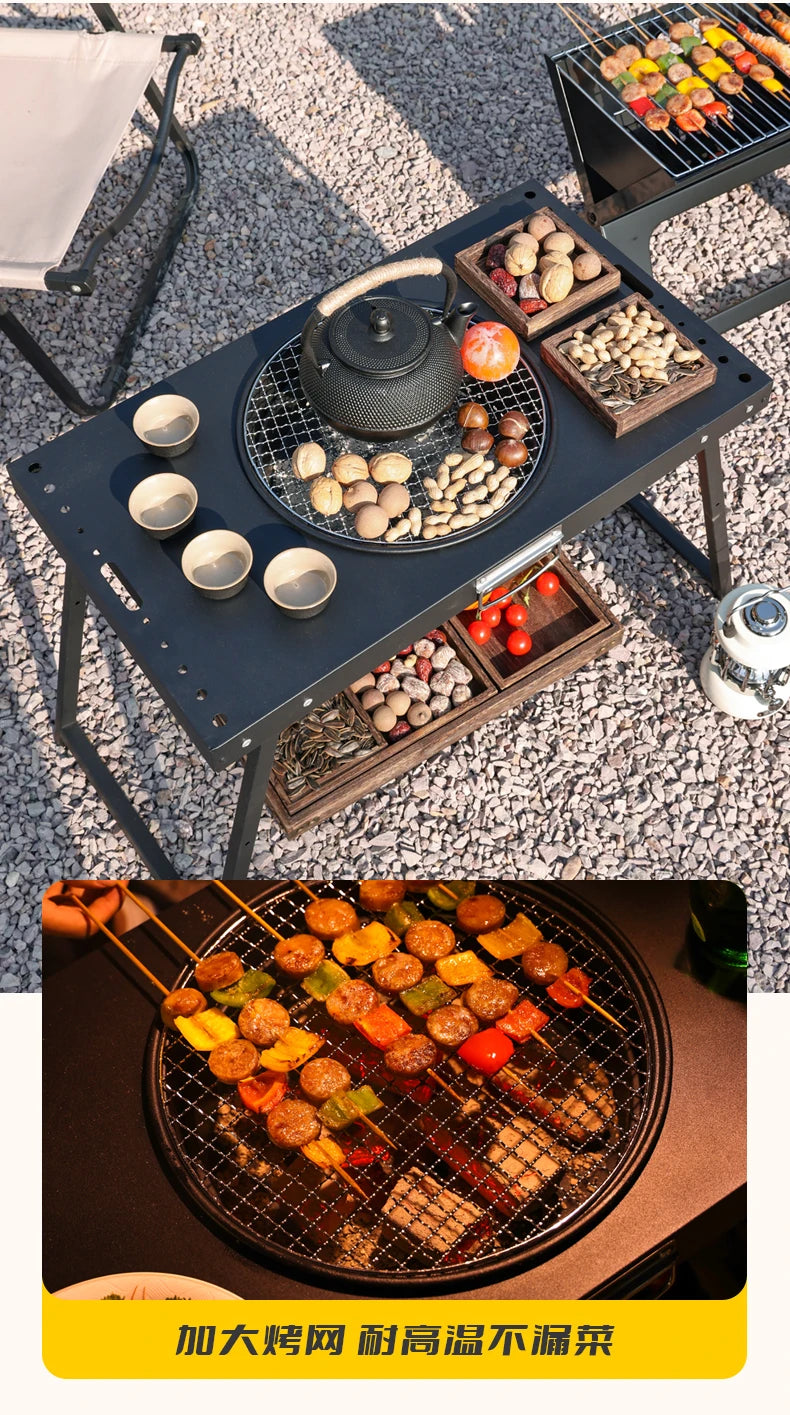 Black Modern Outdoor Table Bistro Firepit Garden Lounge Outdoor Table Portable Lawn Salon De Jardin Exterieure Patio Furniture