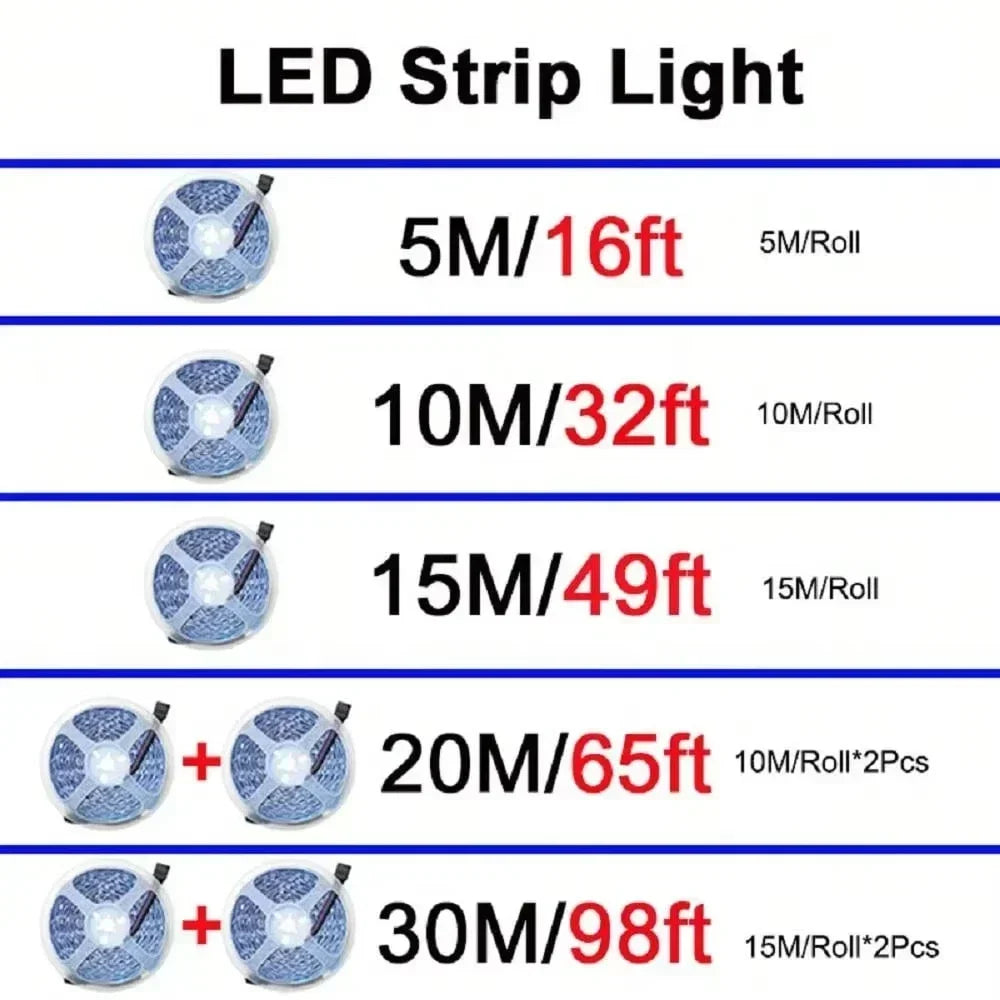 1-30M USB 5V LED Strip Lights With Bluetooth 24Keys Remote Control RGB Flexible Lamp Diode Tape For Room Decoration TV Backlight