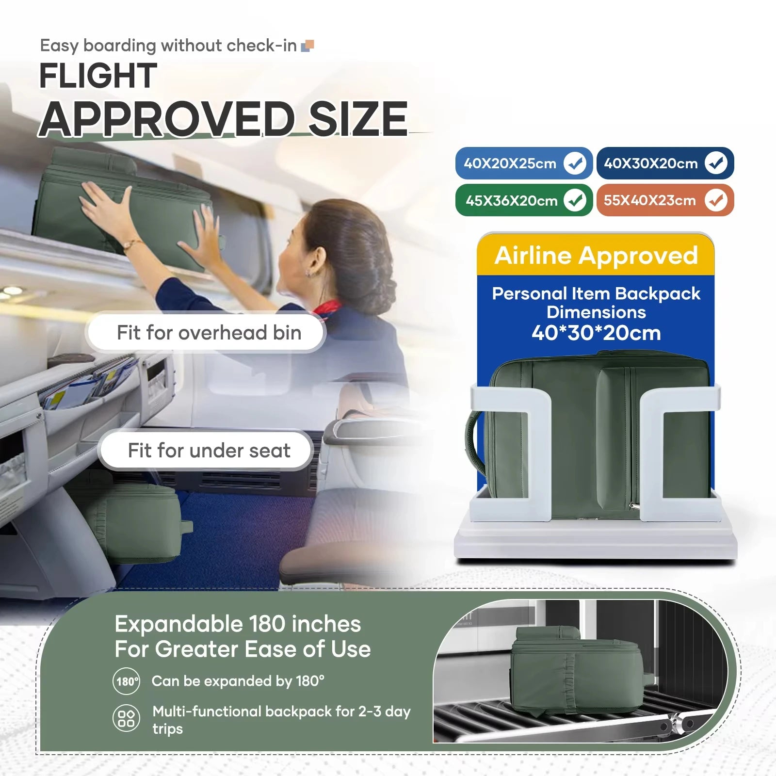 Ryanair 40x30x20 Travel Backpack Vacuum Compression Backpack , Wizzair Cabin Bag 15.6" Laptop Travel Bag，Storage Bag, Schoolbag