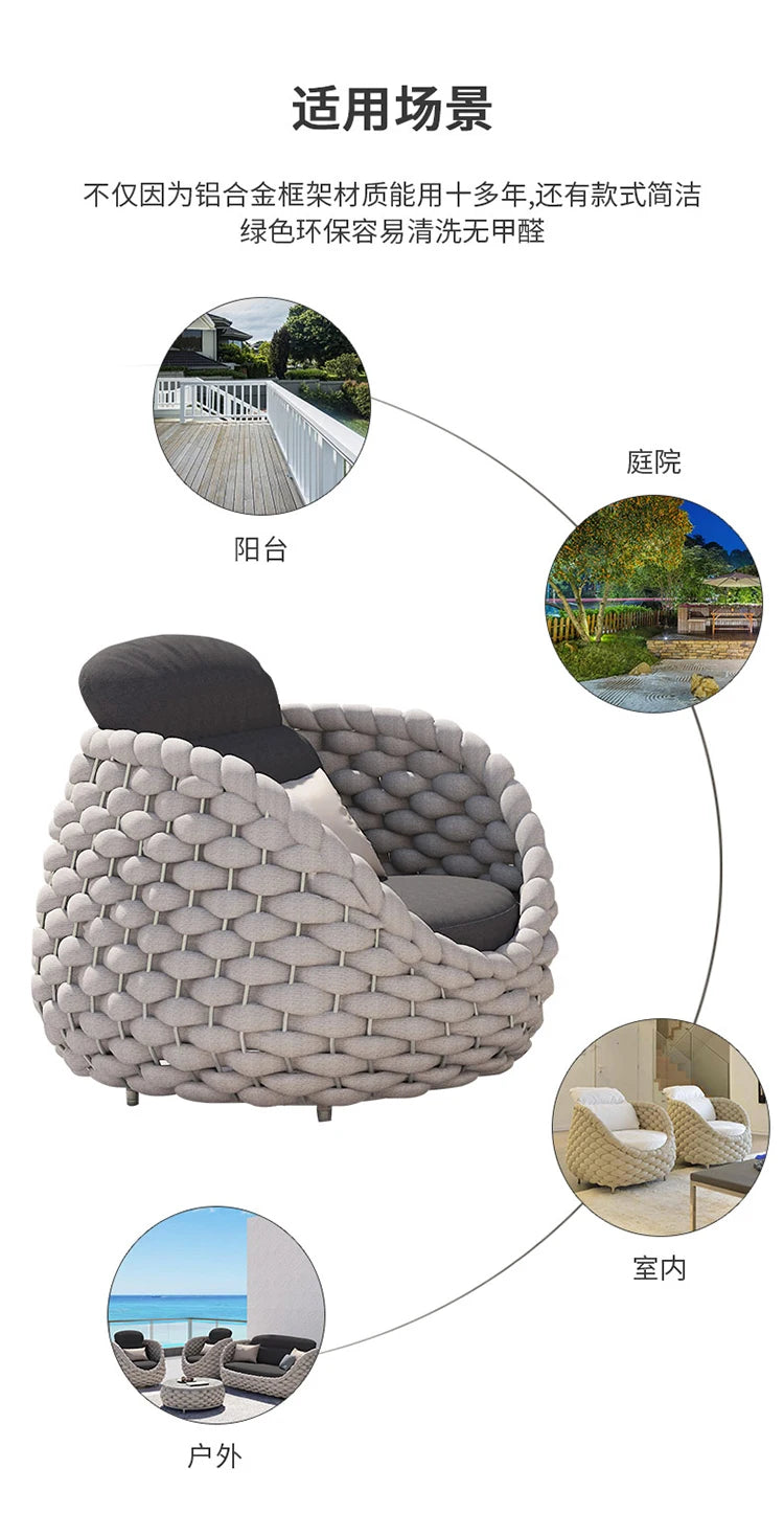Nordic Fashion Courtyard Villa Garden Sofas Simplicity Leisurely Lazy Person's Garden Sofas Modern Outdoor Furniture Divano HBOS