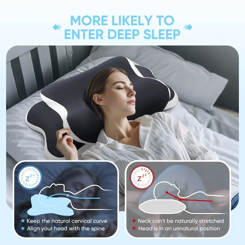 Cervical Pillow for Neck Support Ergonomic Butterfly  Memory Foam Pillows for Sleeping Side Back Stomach Orthopedic Bed Pillow