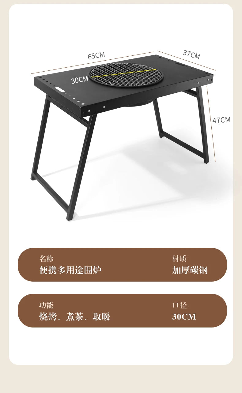 Black Modern Outdoor Table Bistro Firepit Garden Lounge Outdoor Table Portable Lawn Salon De Jardin Exterieure Patio Furniture