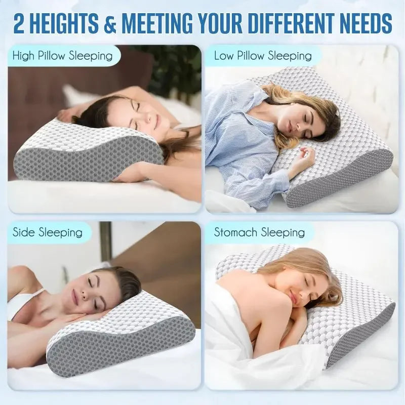 Cervical Pillow for Neck and Shoulder Pain Relief Contour Bed Pillow for Side, Back and Stomac Memory Foam Pillow for Sleeping