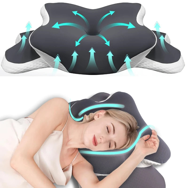 Cervical Pillow for Neck Support Ergonomic Butterfly  Memory Foam Pillows for Sleeping Side Back Stomach Orthopedic Bed Pillow