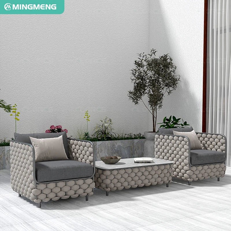 Modern Rattan and Aluminum Alloy Garden Sofa Set for Home Office or Garden Patio Outdoor Furniture With Rattan Design