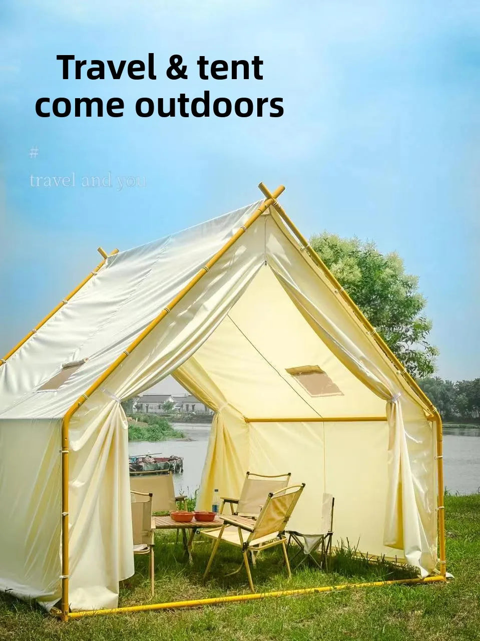 Hot Sale Outdoor Camping One Bedroom Use Waterproof Rainproof Canvas Dining Scenic Areas