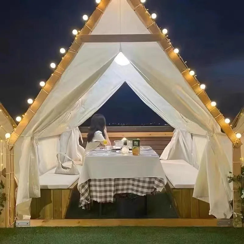 Hot Sale Outdoor Camping One Bedroom Use Waterproof Rainproof Canvas Dining Scenic Areas