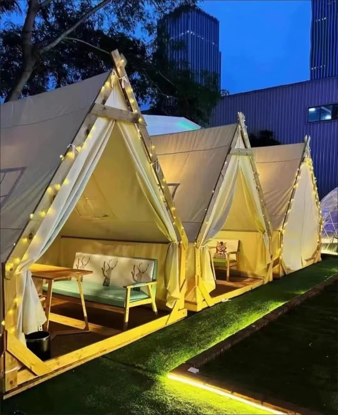 Hot Sale Outdoor Camping One Bedroom Use Waterproof Rainproof Canvas Dining Scenic Areas