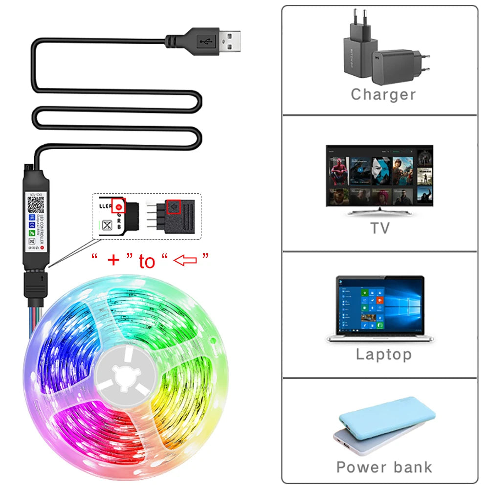 RGB Led Strip Lights Led Room Light with APP Control Flexible Ribbon