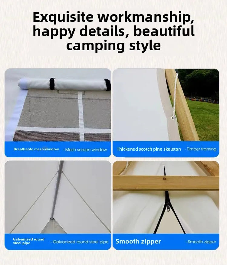 Hot Sale Outdoor Camping One Bedroom Use Waterproof Rainproof Canvas Dining Scenic Areas
