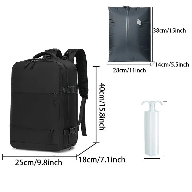 Vacuum sealed built-in air pump travel backpack, expandable travel backpack, equipped with vacuum system
