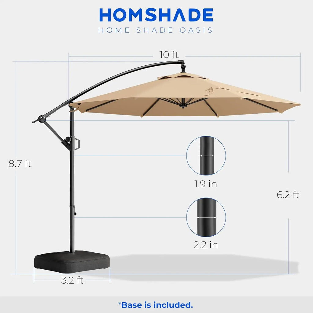 10ft Offset Patio Umbrella with Base Included, Cantilever Offset Hanging Patio Outdoor Market Umbrella UPF50+ UV, Customized