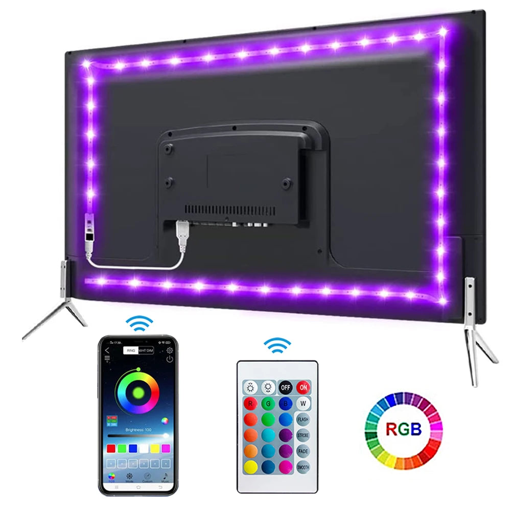 Led Strip Lights Bluetooth Control RGB LED Lights for TV USB 5V Led Tape for TV Backlight Room Party Decoration