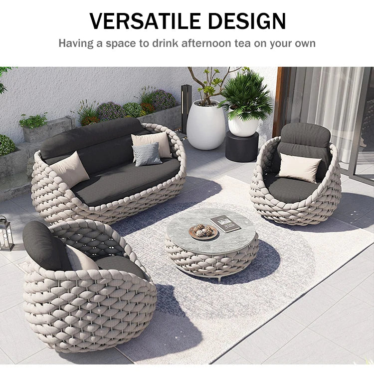 Modern Rattan and Aluminum Alloy Garden Sofa Set for Home Office or Garden Patio Outdoor Furniture With Rattan Design