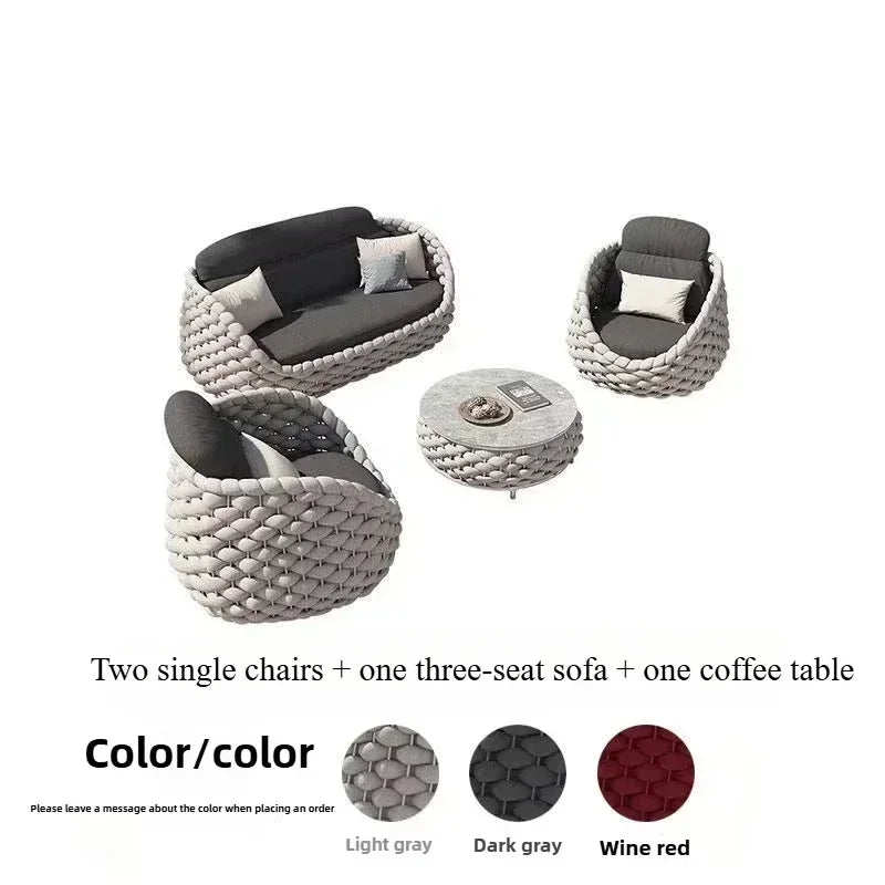 Outdoor Rattan Patio Furniture Set Cushioned Wicker Loveseat Garden Backyard Porch Sofa All Weather Durable