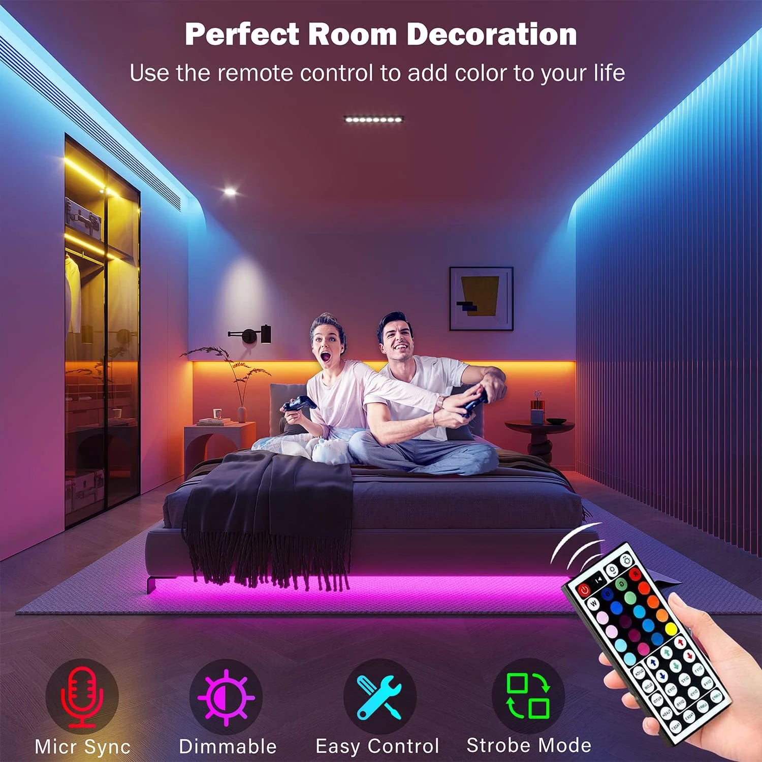 RGB Led Strip Lights Led Room Light with APP Control Flexible Ribbon