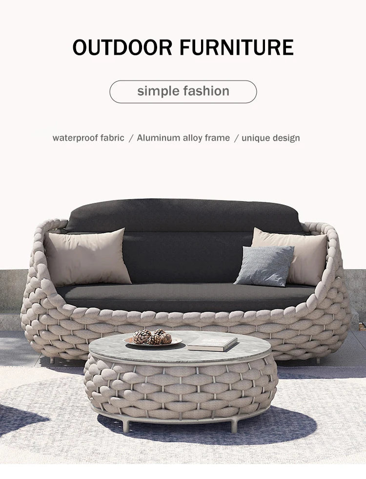 Modern Rattan and Aluminum Alloy Garden Sofa Set for Home Office or Garden Patio Outdoor Furniture With Rattan Design
