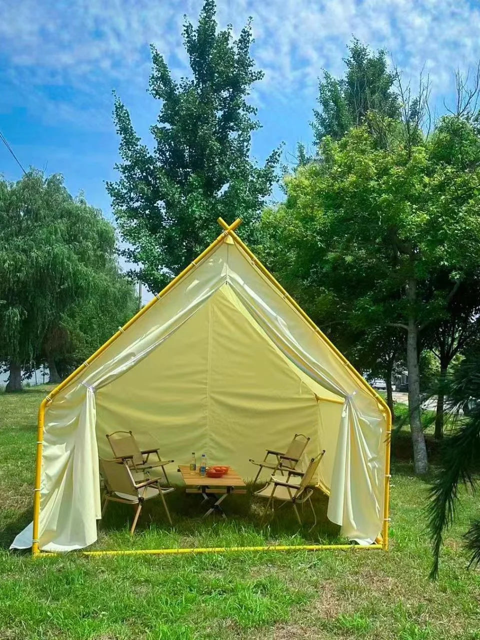 Hot Sale Outdoor Camping One Bedroom Use Waterproof Rainproof Canvas Dining Scenic Areas