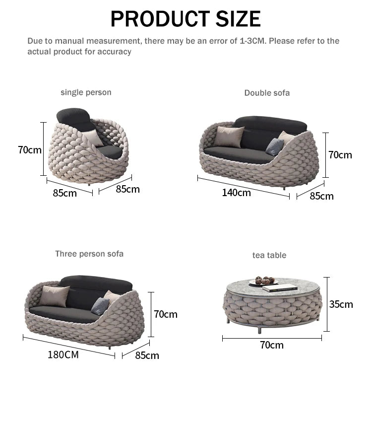 Modern Rattan and Aluminum Alloy Garden Sofa Set for Home Office or Garden Patio Outdoor Furniture With Rattan Design