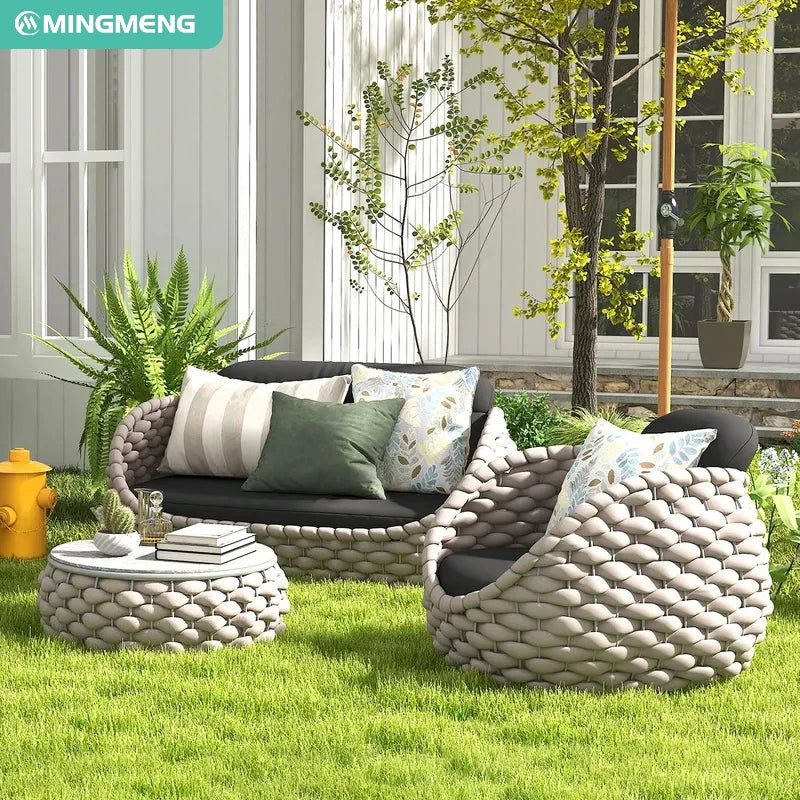 Modern Rattan and Aluminum Alloy Garden Sofa Set for Home Office or Garden Patio Outdoor Furniture With Rattan Design