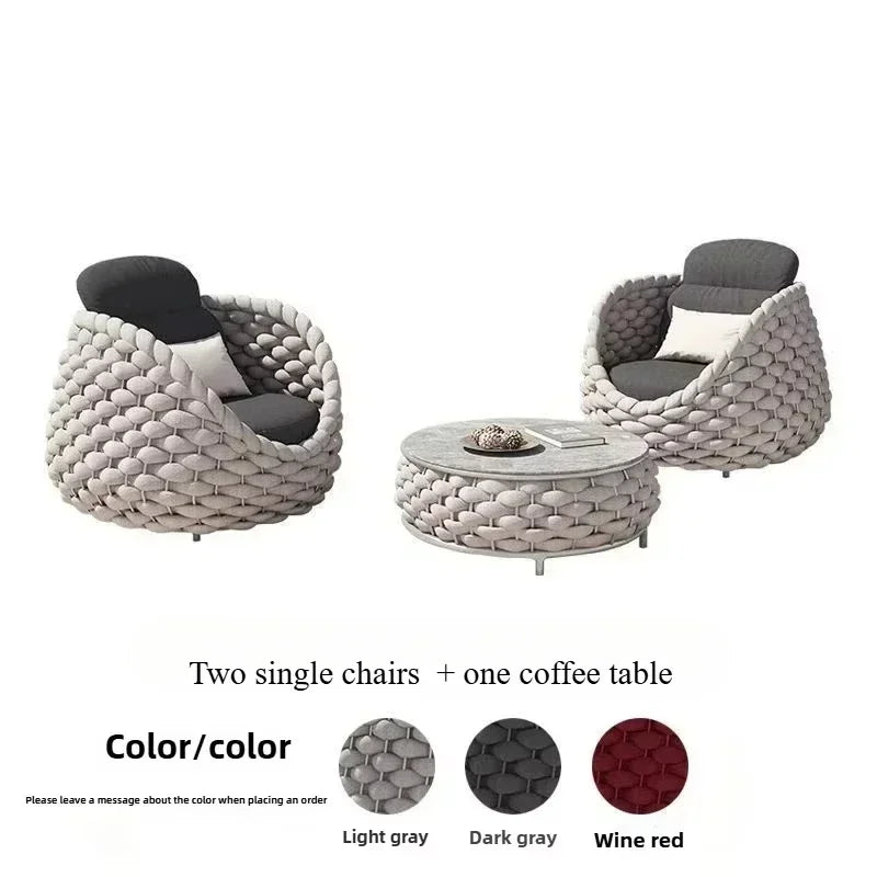 Outdoor Rattan Patio Furniture Set Cushioned Wicker Loveseat Garden Backyard Porch Sofa All Weather Durable