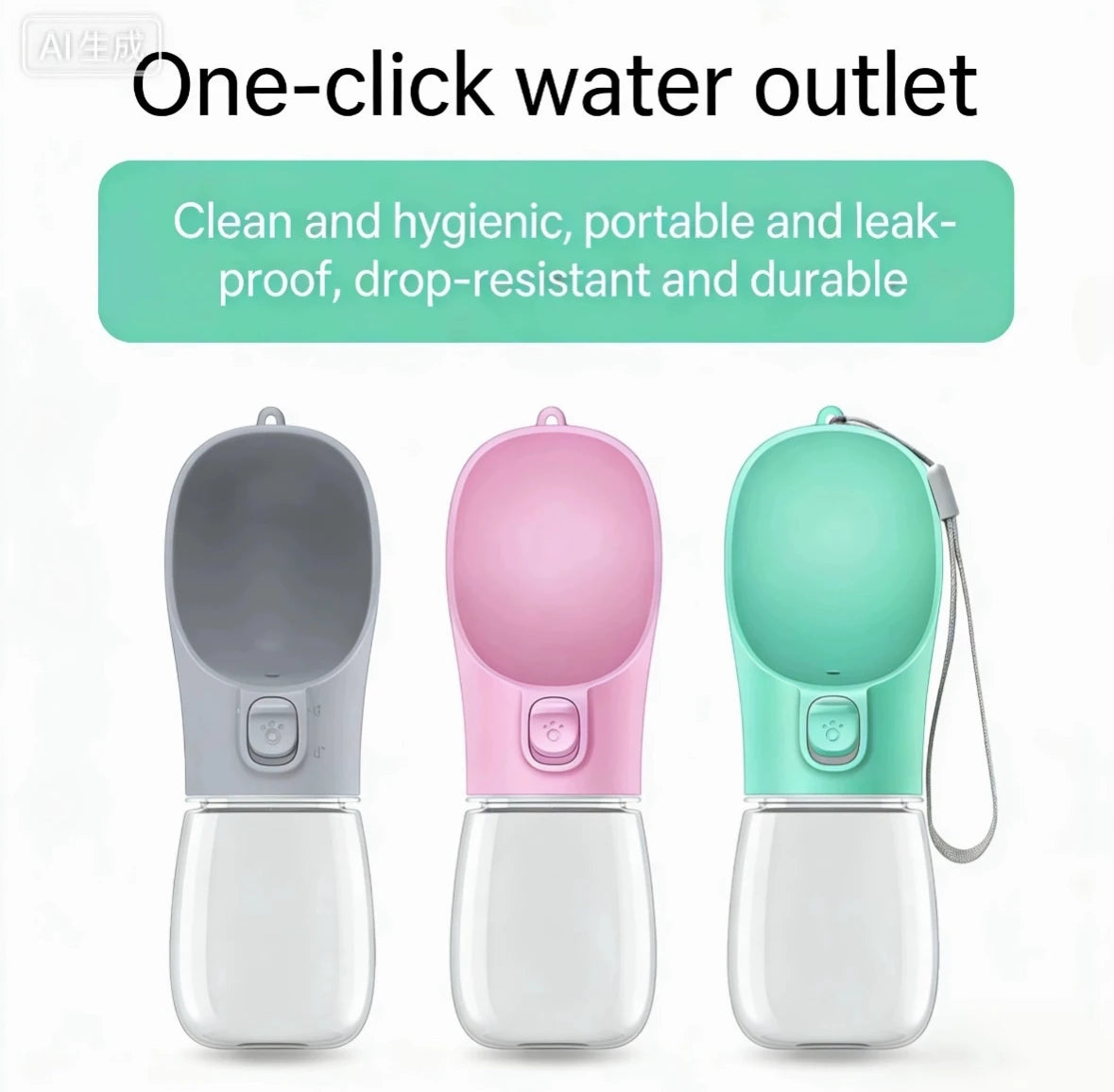 Portable Dog Water Bottle – Leakproof Travel Pet Water Feeder, for Pug/Chihuahua/Teddy/Bichon/Shiba/Corgi/Golden/Labrador