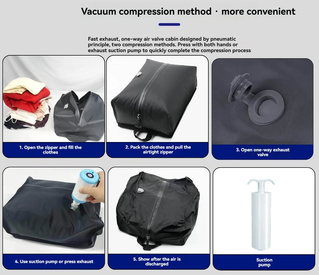 Vacuum sealed built-in air pump travel backpack, expandable travel backpack, equipped with vacuum system