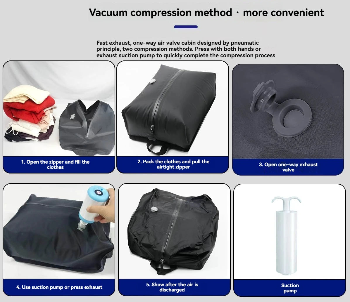 Vacuum sealed built-in air pump travel backpack, expandable travel backpack, equipped with vacuum system