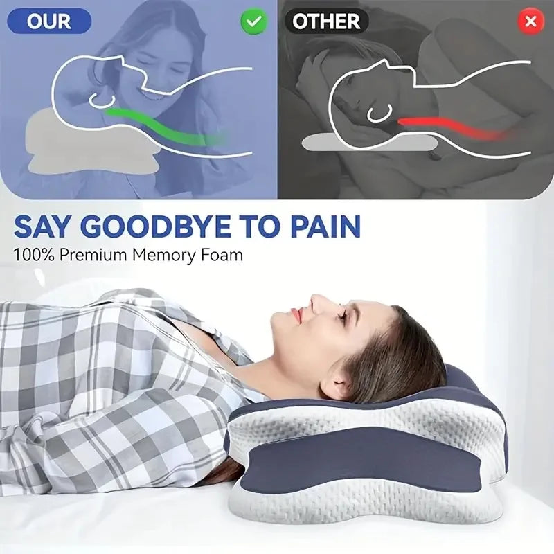 Cervical Pillow for Neck Support Ergonomic Butterfly  Memory Foam Pillows for Sleeping Side Back Stomach Orthopedic Bed Pillow