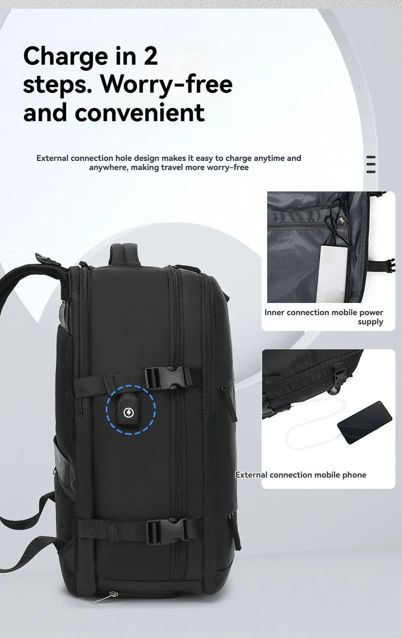 Vacuum sealed built-in air pump travel backpack, expandable travel backpack, equipped with vacuum system