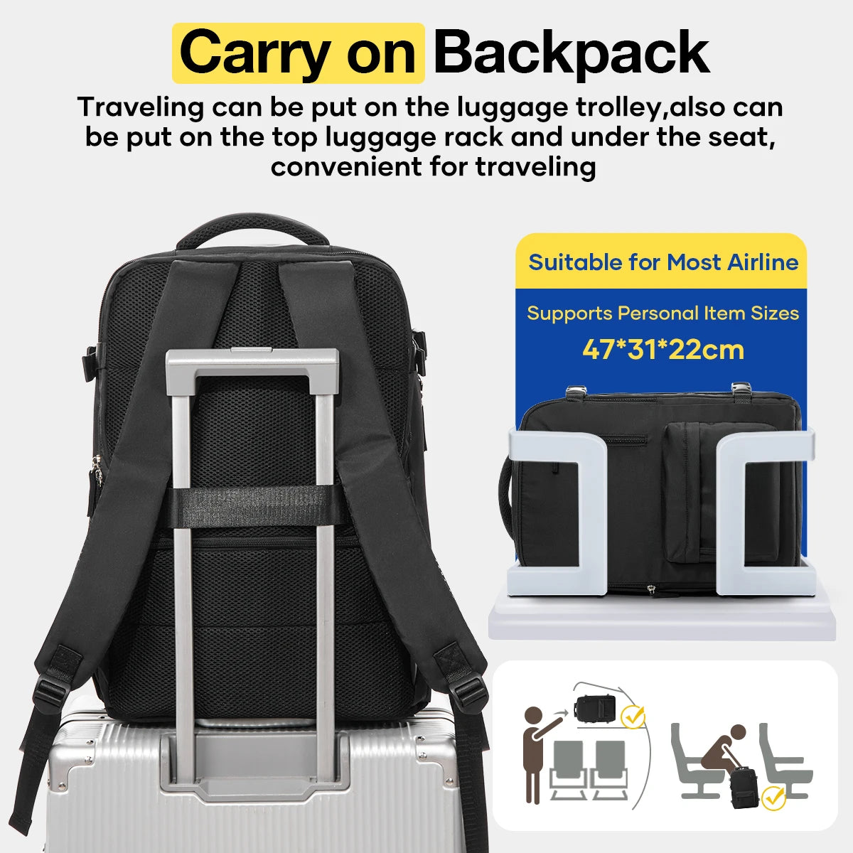 Vacuum Travel Backpack, Easyjet Cabin Bag 45x36x20, Hand Luggage Bag Laptop Women Men Backpack School Bag, Vacuum Storage Bags